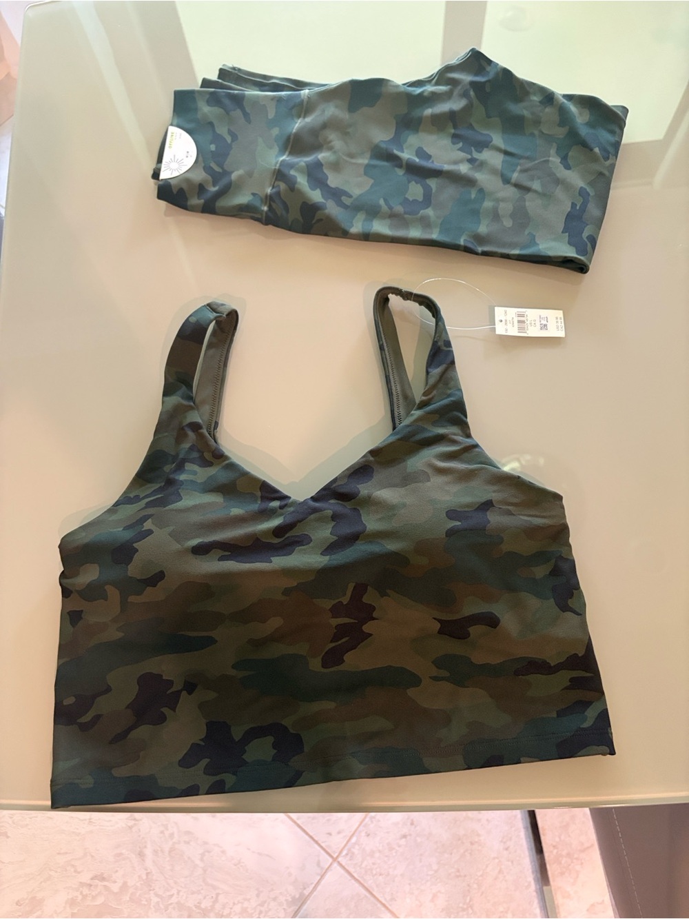 Camo V-Neck Sports Bralette - Green Camo